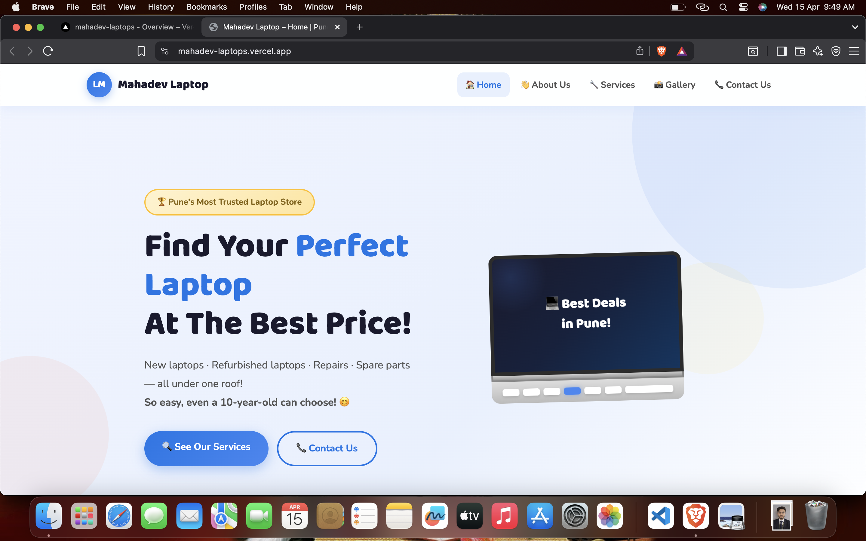 Mahadev Laptop website preview
