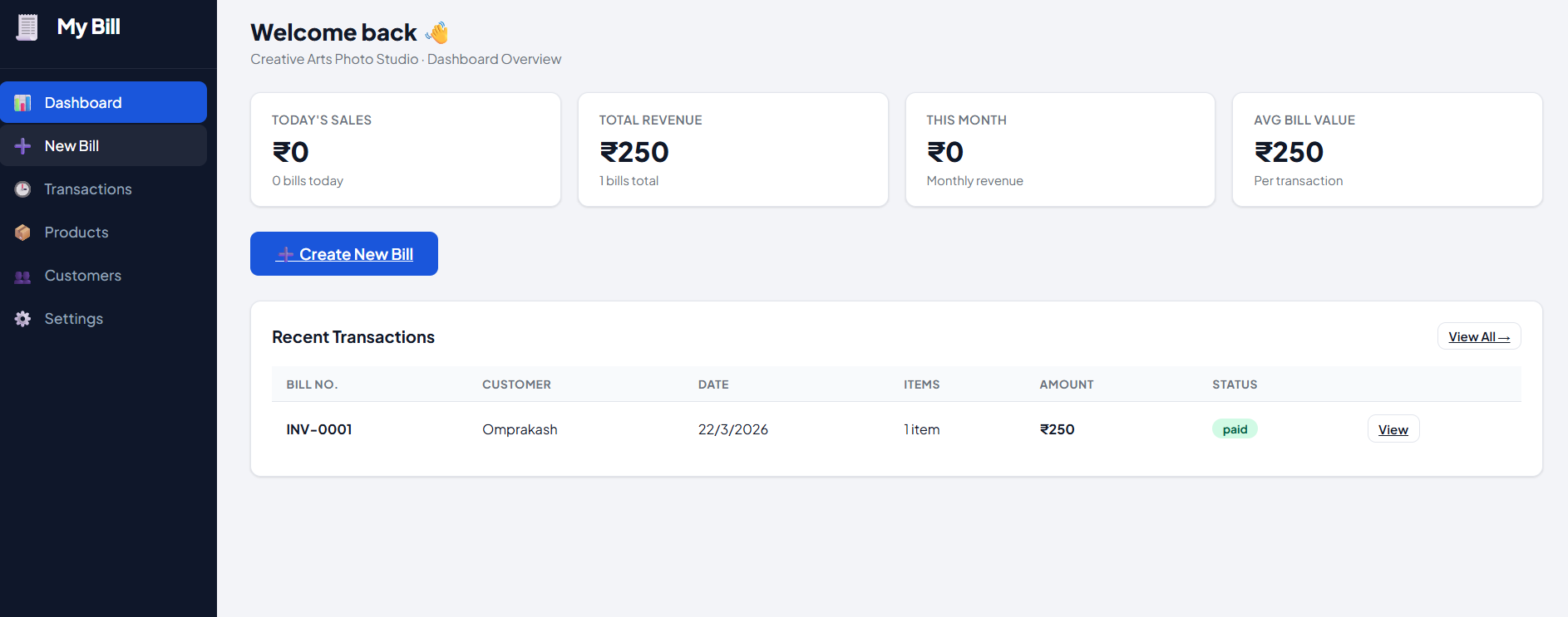 My Bill billing software preview