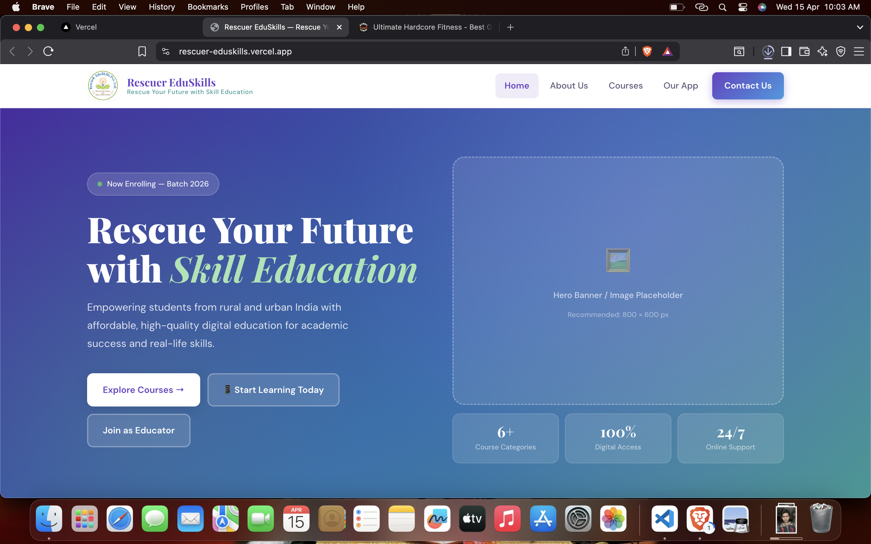 Rescuer EduSkills website preview