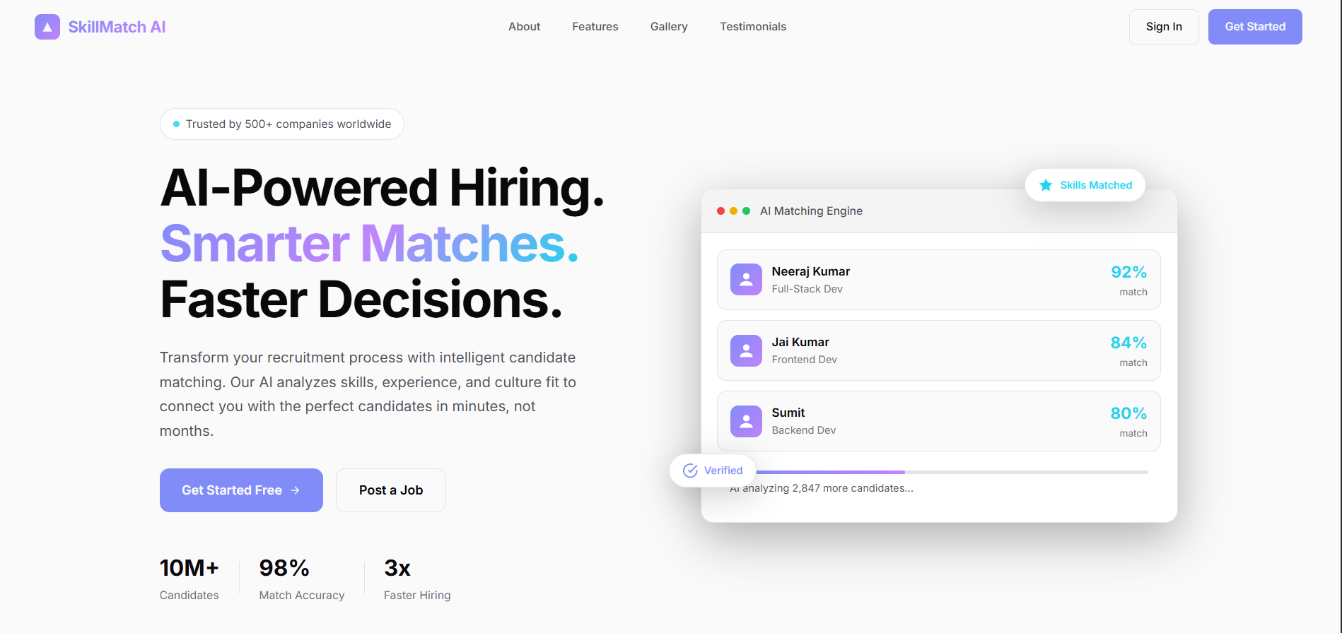 SkillMatchAI website preview