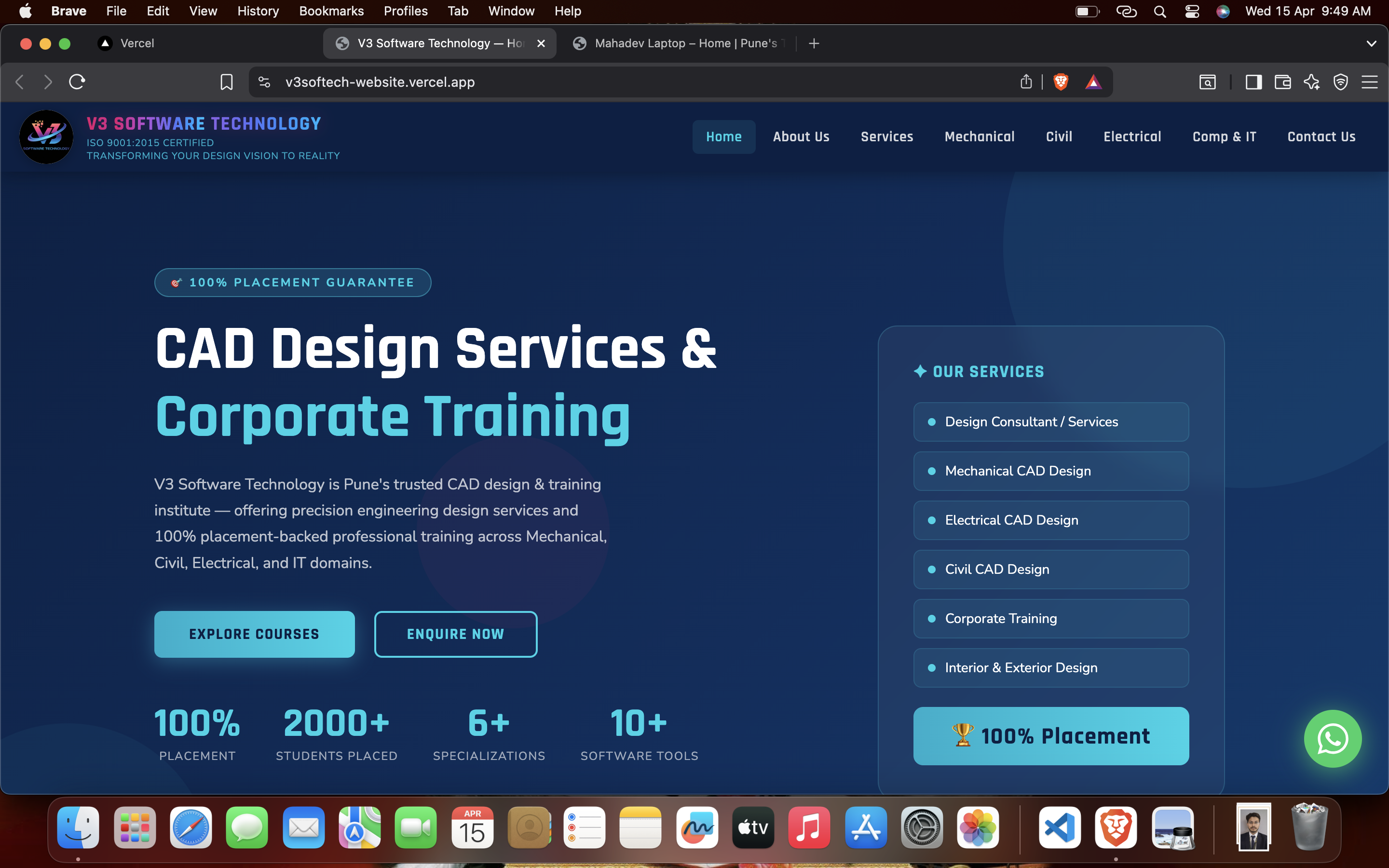 V3 Software Technology website preview